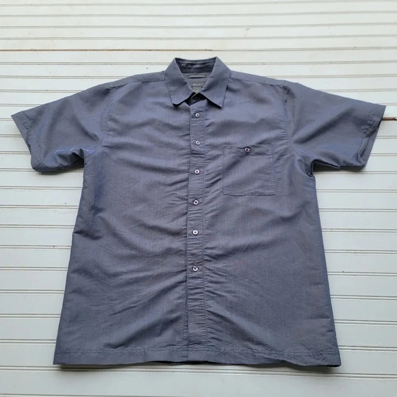 Bruno Short Sleeve Mens Sueded Microfiber Gray Silver Shirt Rayon Poly Sz M 15.5 - Picture 1 of 6